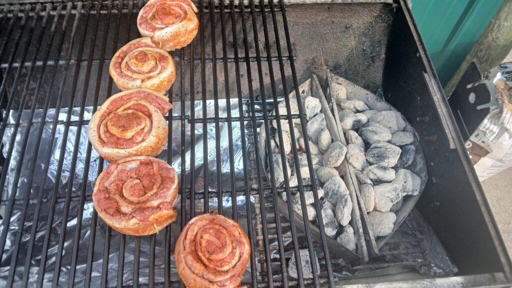 hamburger pinwheels on the grill