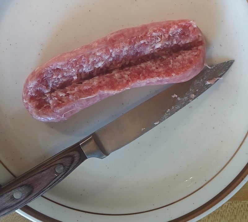 bratwurst sliced open length wise