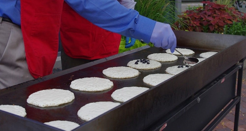pancakes on a flat top grill